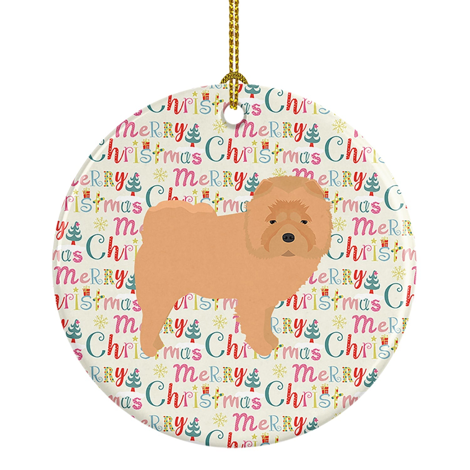 Chow Chow Merry Christmas Ceramic Ornament