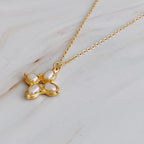 Square Pearl Cross Necklace