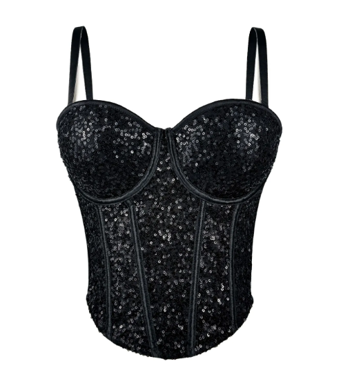 Sequin Lace Bustier Top