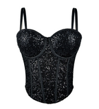 Sequin Lace Bustier Top
