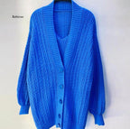 Women's Autumn Long-Sleeved V-Neck Sweater Dress Set