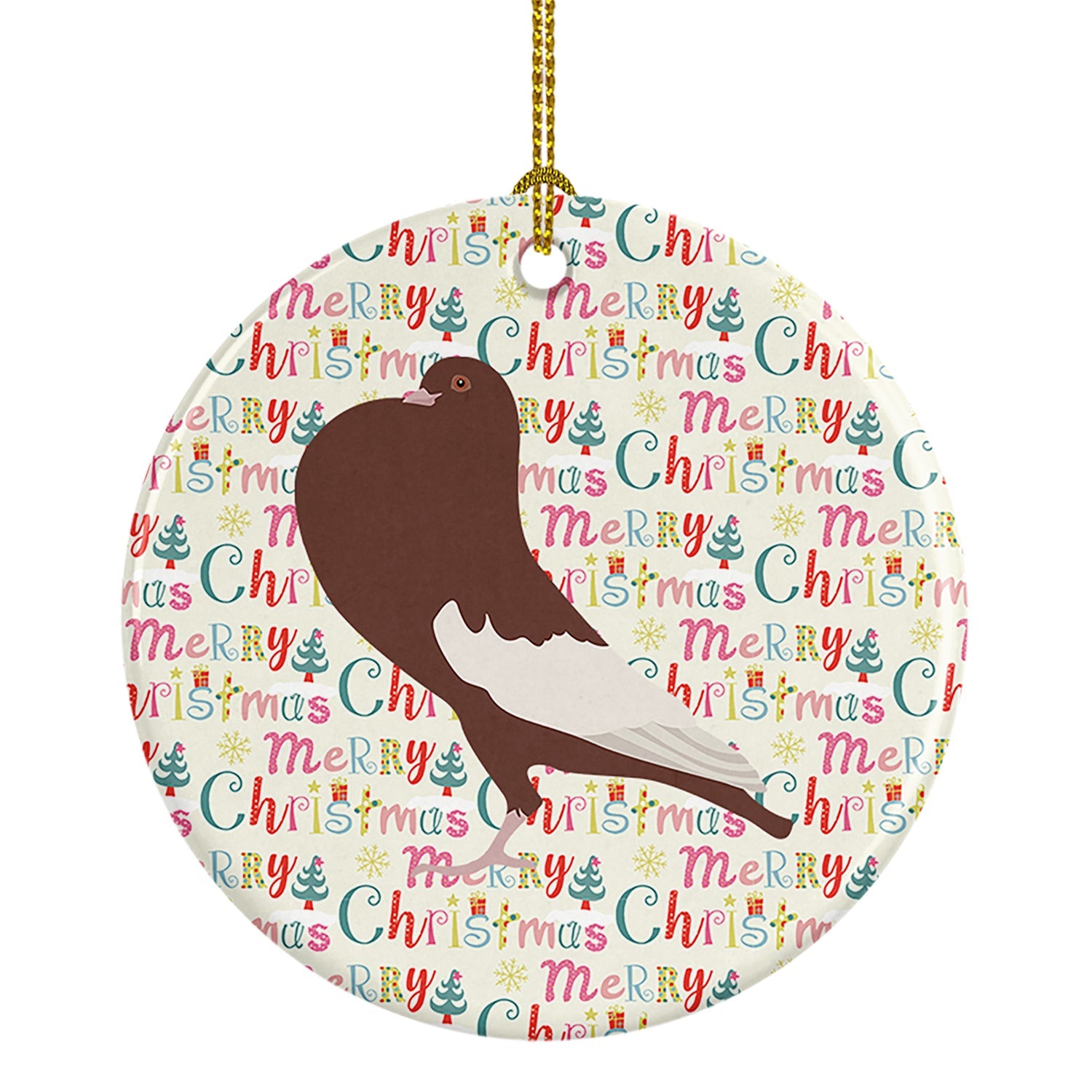 English Pouter Pigeon Christmas Ceramic Ornament