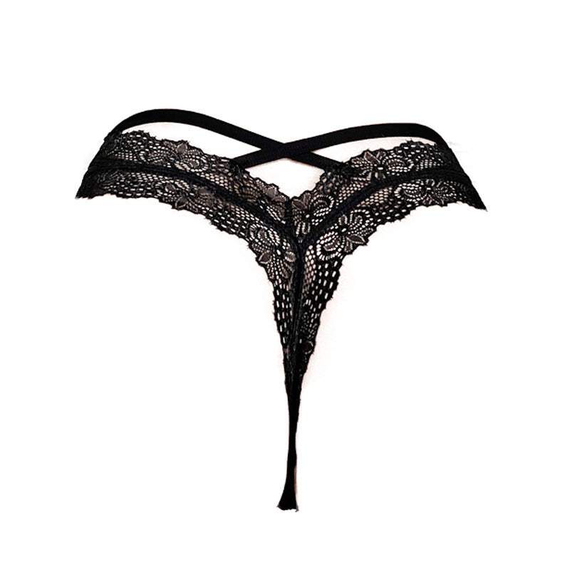 Lace Sexy Cross Low Waist Thong for Couples Dating