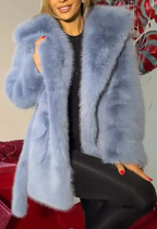 Hooded Strap Faux Fur Coat