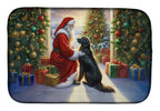 Flat-Coated Retriever and Santa Claus Dish Drying Mat
