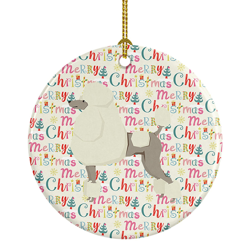 Poodle Merry Christmas Ceramic Ornament
