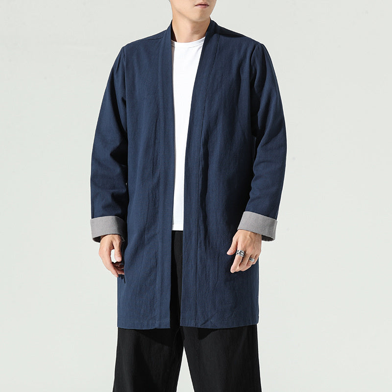 Men's Vintage Loose Kimono Jacket in Black, Blue, Green