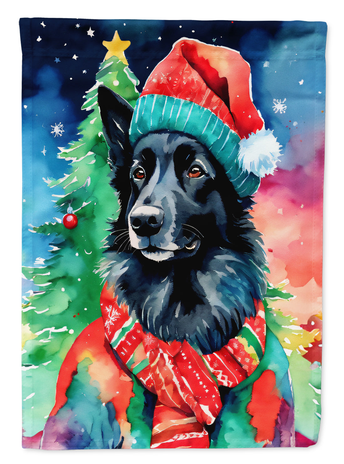 Belgian Sheepdog Christmas Garden Flag