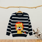 Boys Long Sleeve Combed Cotton Lion Knit Sweater