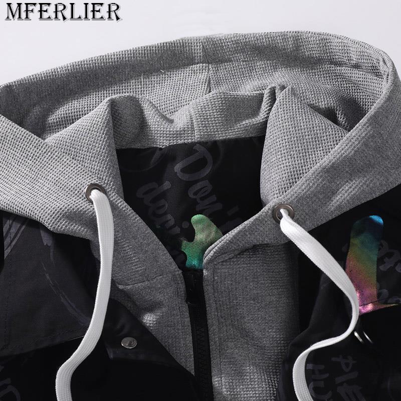 Plus Size Men's Hooded Bomber Windbreaker Jacket