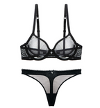 Lace Bra Set with T-Back and Panties