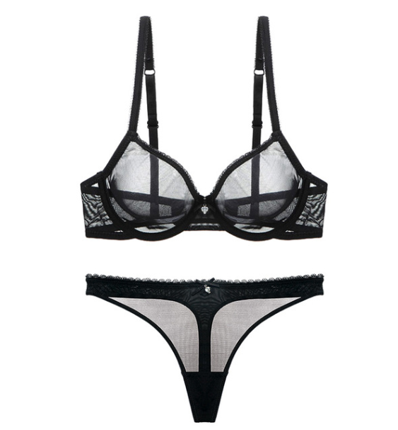 Lace Bra Set with T-Back and Panties