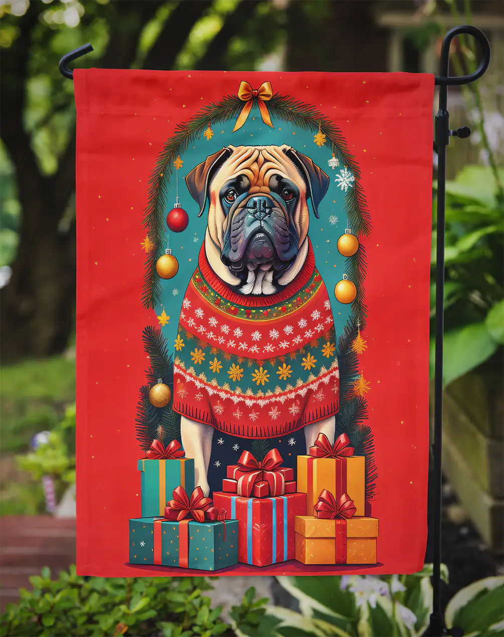Mastiff Holiday Christmas Garden Flag