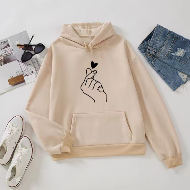 Candy Color Fleece Hoodie Sweater with Heart Design | Streetwear