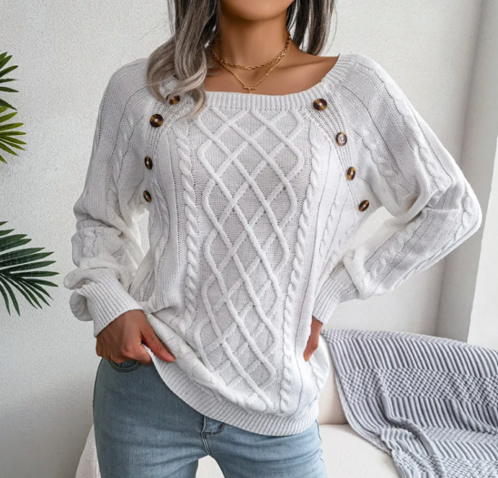 Twist Knit Square Neck Sweater