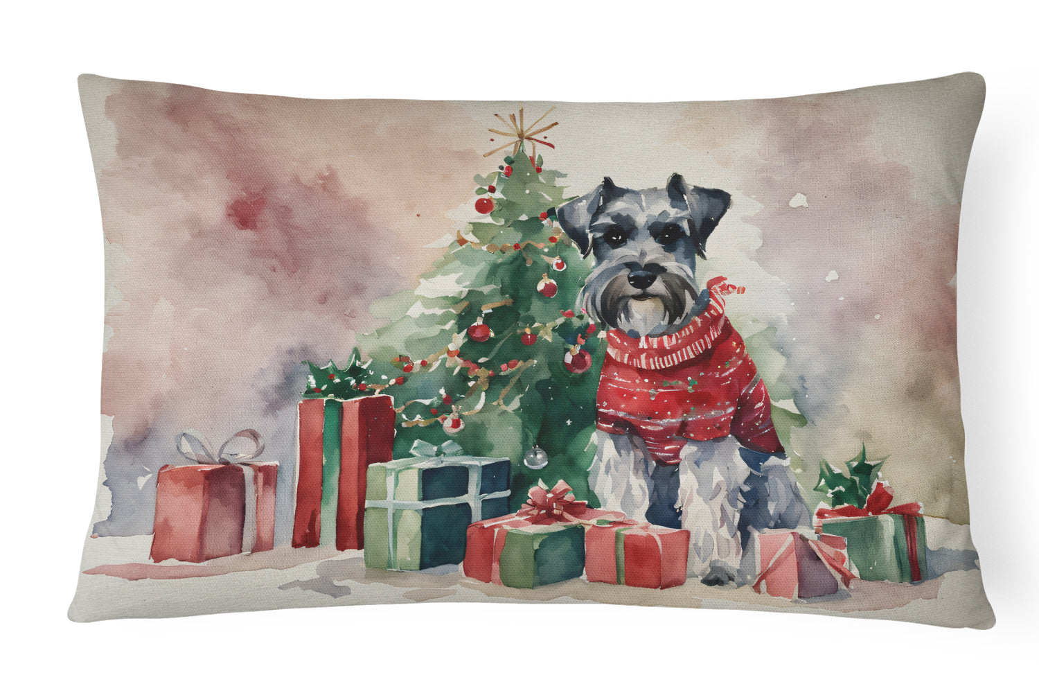 Schnauzer Christmas Throw Pillow