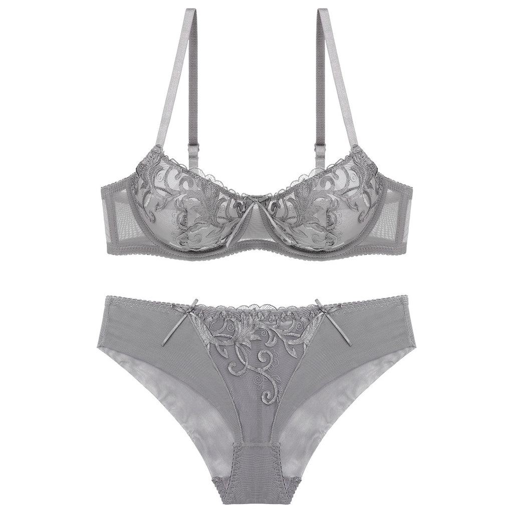 European Fashion Lingerie, Ultra-Thin Embroidered Bra Set