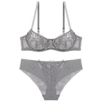 European Fashion Lingerie, Ultra-Thin Embroidered Bra Set