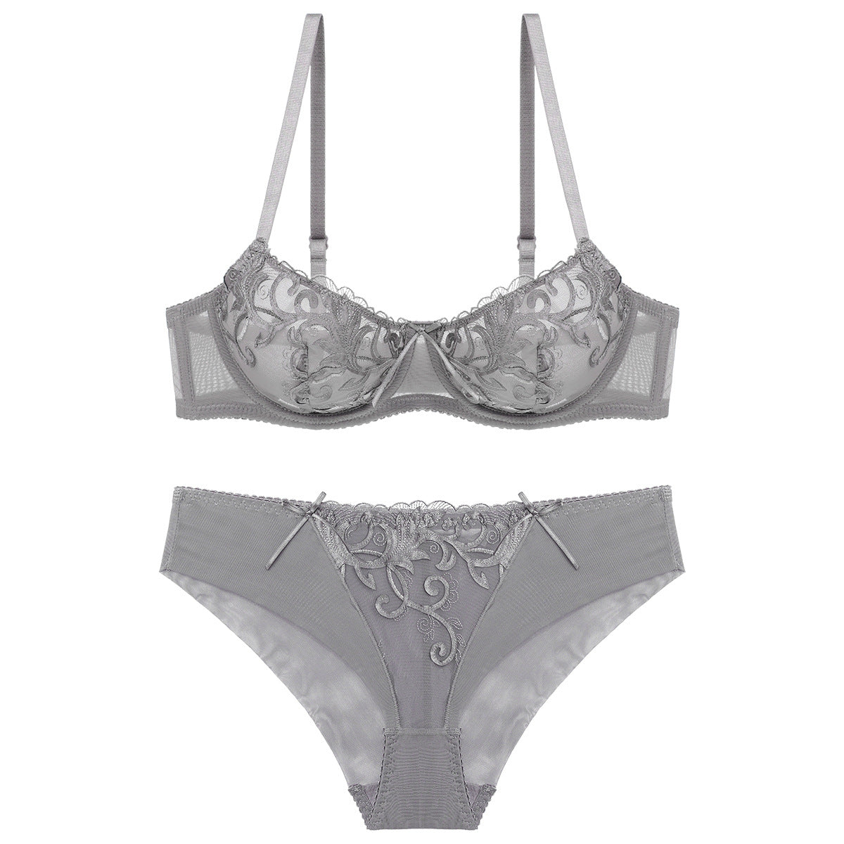 European Fashion Lingerie, Ultra-Thin Embroidered Bra Set