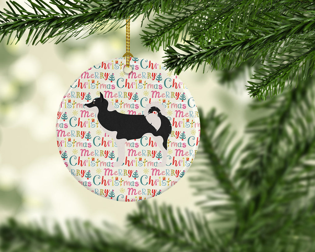 Greenland Dog Merry Christmas Ceramic Ornament