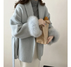 Reversible Cashmere Coat Tie-front Top