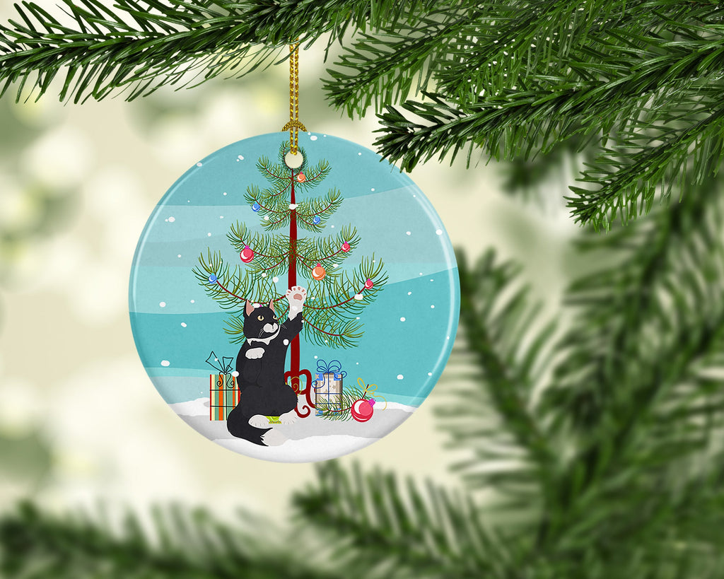 American Polydactyl Cat Christmas Ceramic Ornament