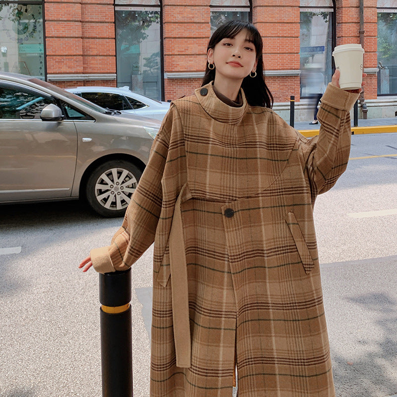 New Plaid Long Coat in European and American Style