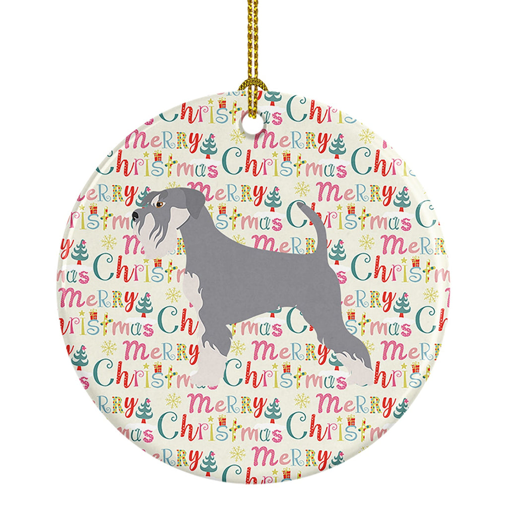 Schnauzer Merry Christmas Ceramic Ornament