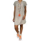 Women's Short Sleeve V-Neck Dress for Autumn/Summer