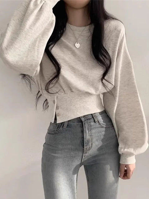 Women's Fitted Long Sleeve Crop Sweatshirt | Streetwear