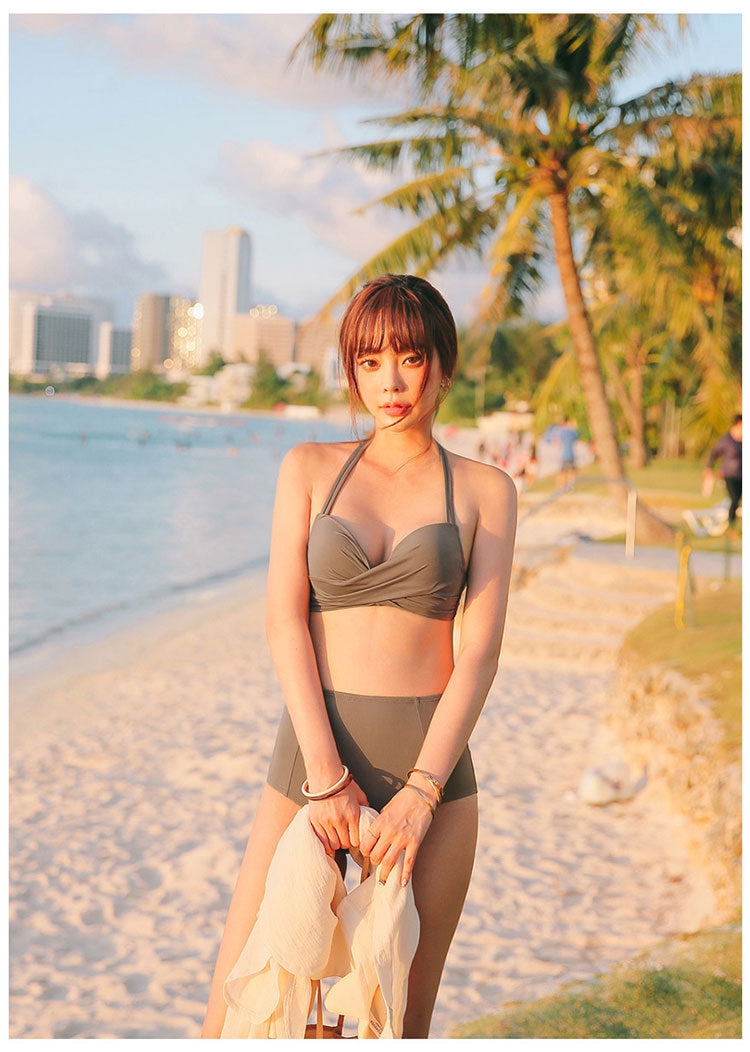 Twist-Front High-Waist Bikini Set