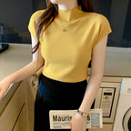 Ice Silk Knit Short Sleeve Top for Women (Summer)