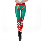Digital Print Slim-Fit Leggings for Christmas Party