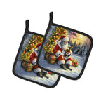 Chihuahua and Santa Claus Pair of Pot Holders
