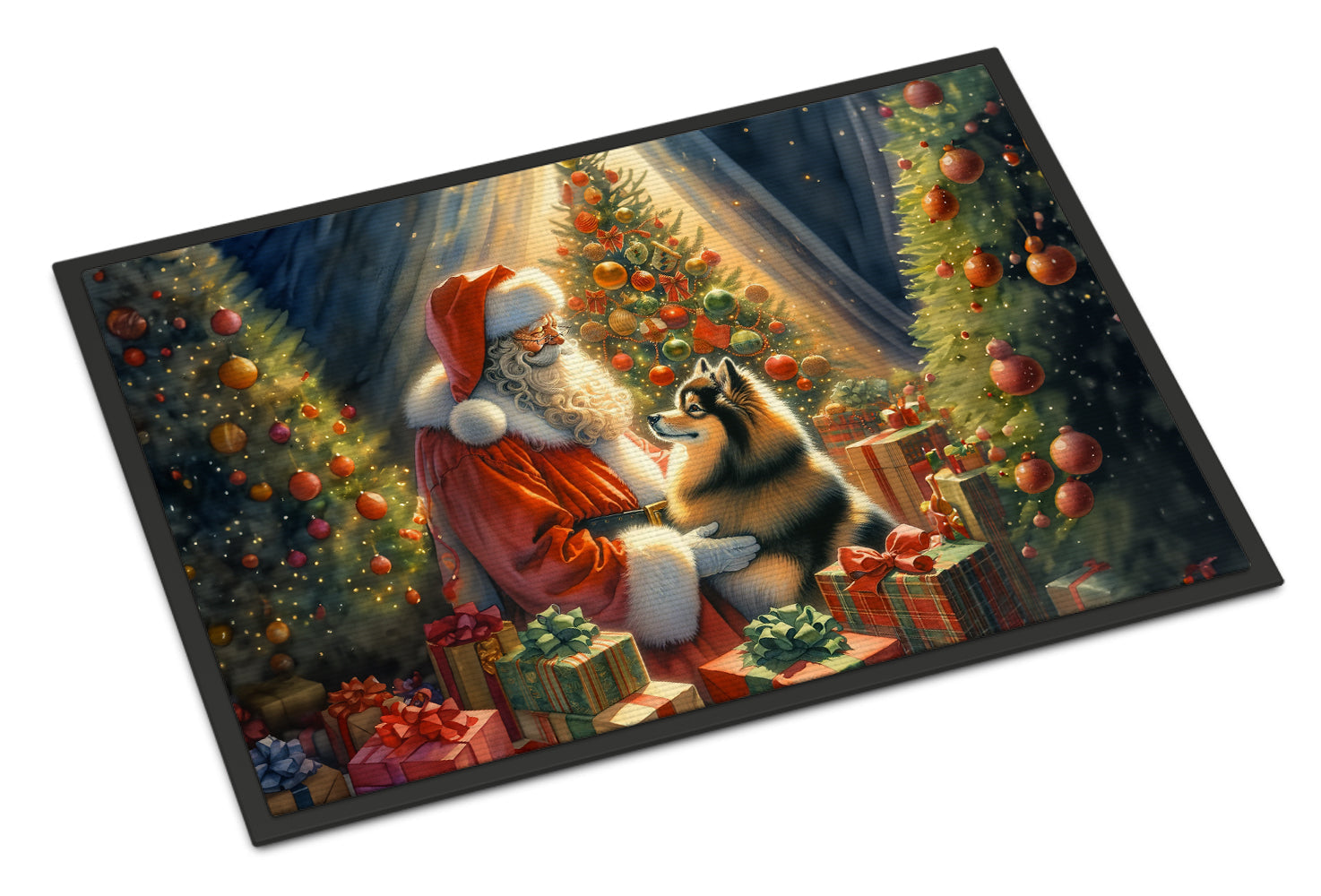 Finnish Spitz and Santa Claus Doormat