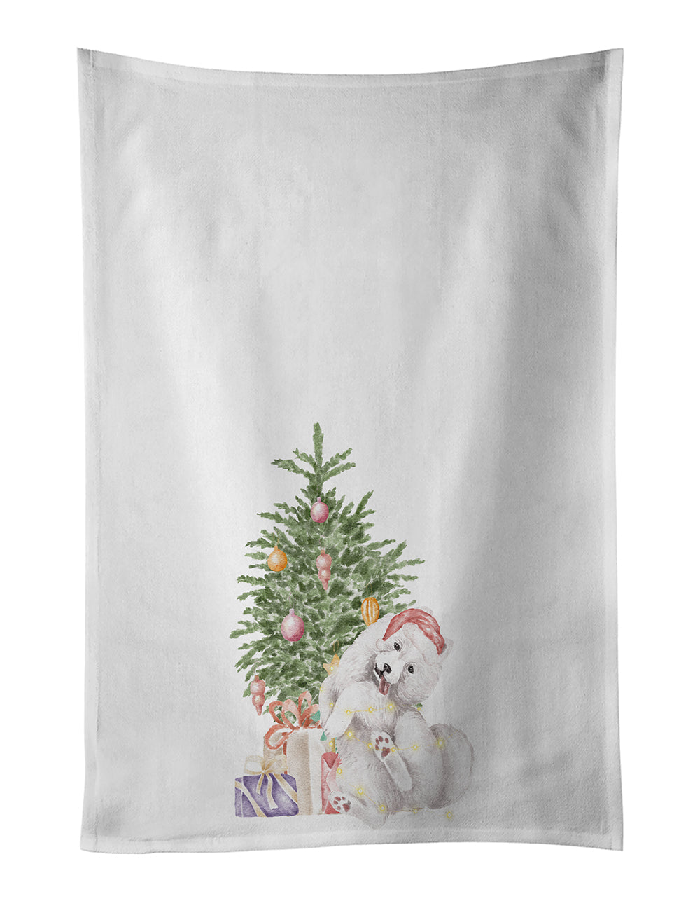 Samoyed Caught Up Christmas Presents and Tree Kitchen Towel Set of 2