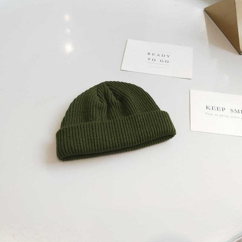 Dome Short Knitted Wool Hat for Women | Embroidered Cap