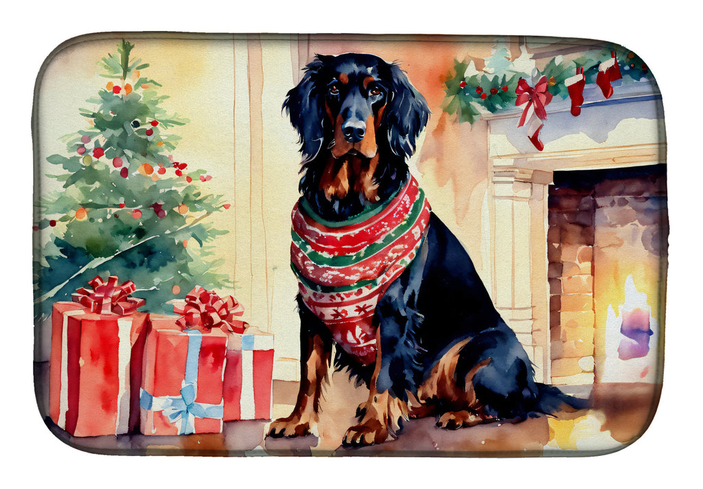 Gordon Setter Cozy Christmas Dish Drying Mat