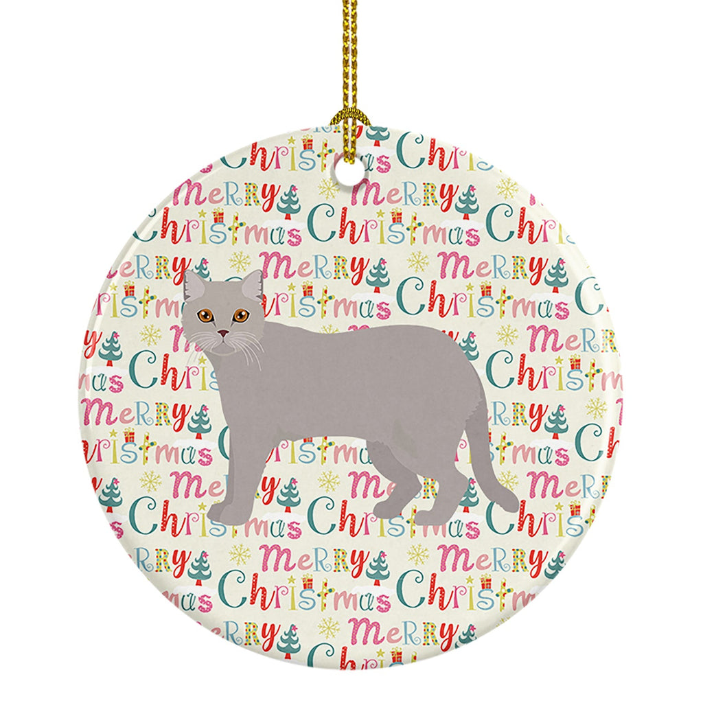 British Semi Longhair Cat Christmas Ceramic Ornament