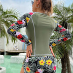 2024 Women's Long Sleeve Swimwear with Prints