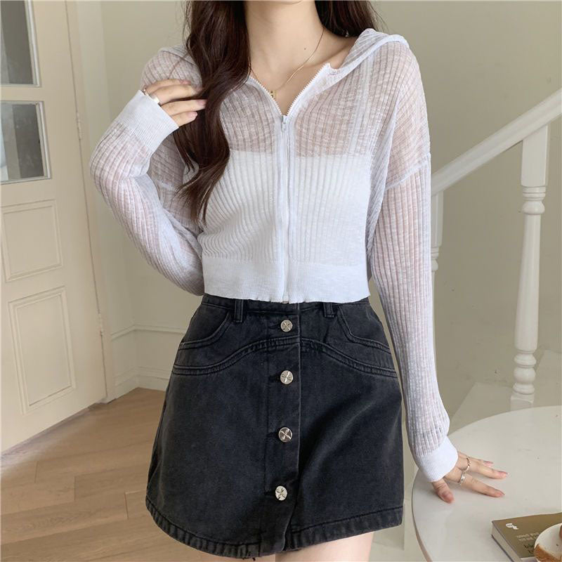 Lucyever Candy-Color Women's Summer Knit Cardigan Top