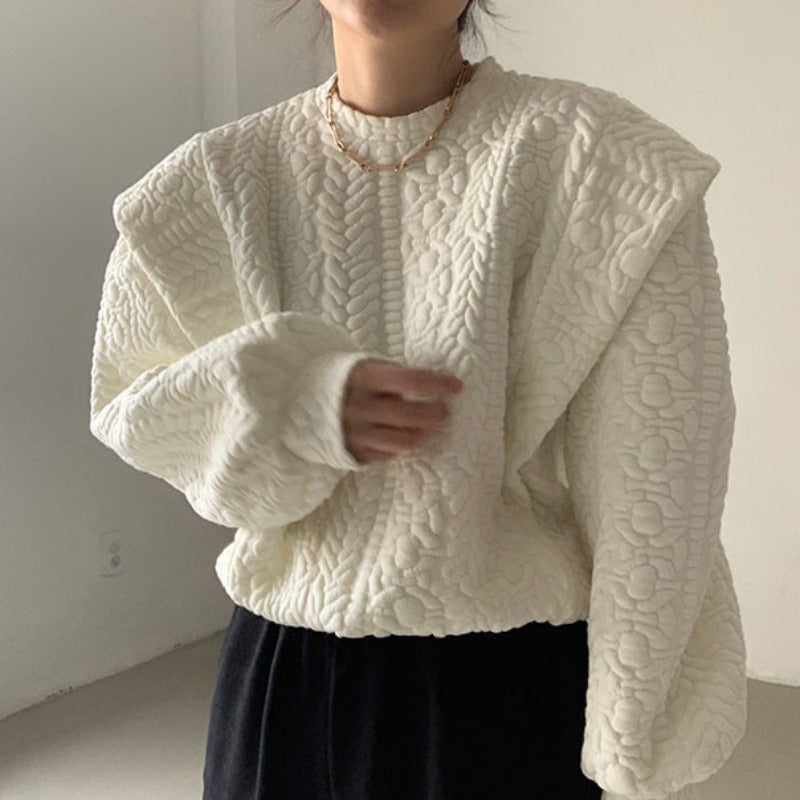 Women's Round Neck Loose Stitching Long Sleeve Sweater