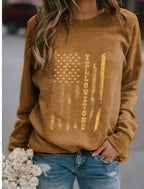 Women's Long Sleeve Printed Raglan Sweater