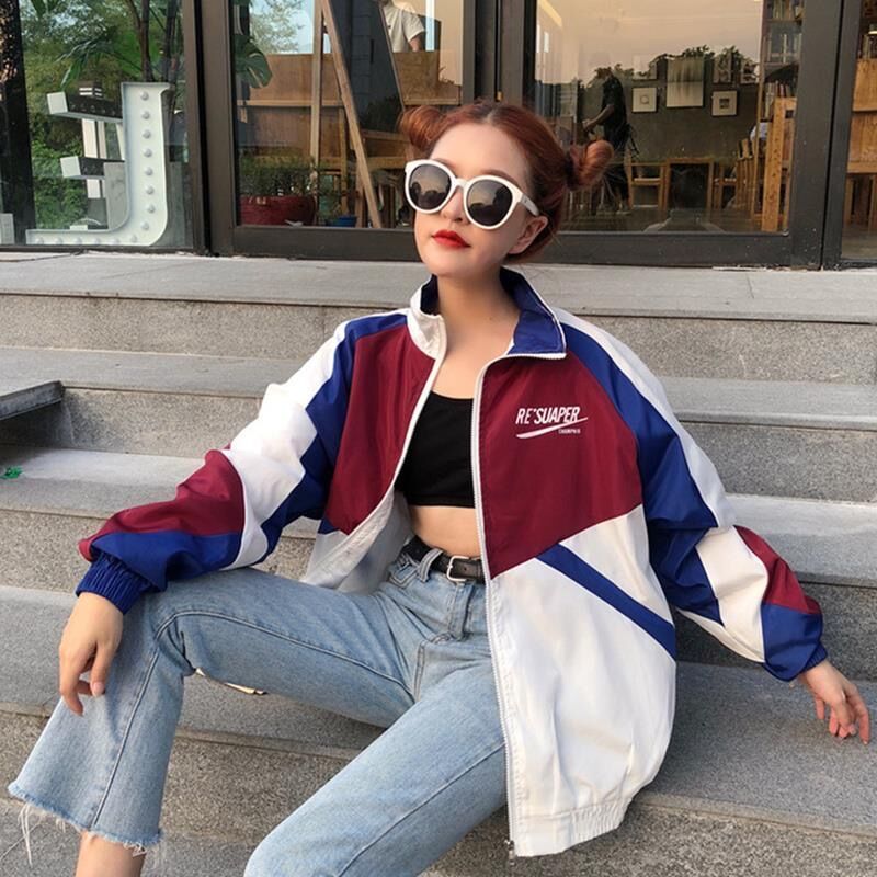 Men's Patchwork Windbreaker Baseball Jacket (Large Size)