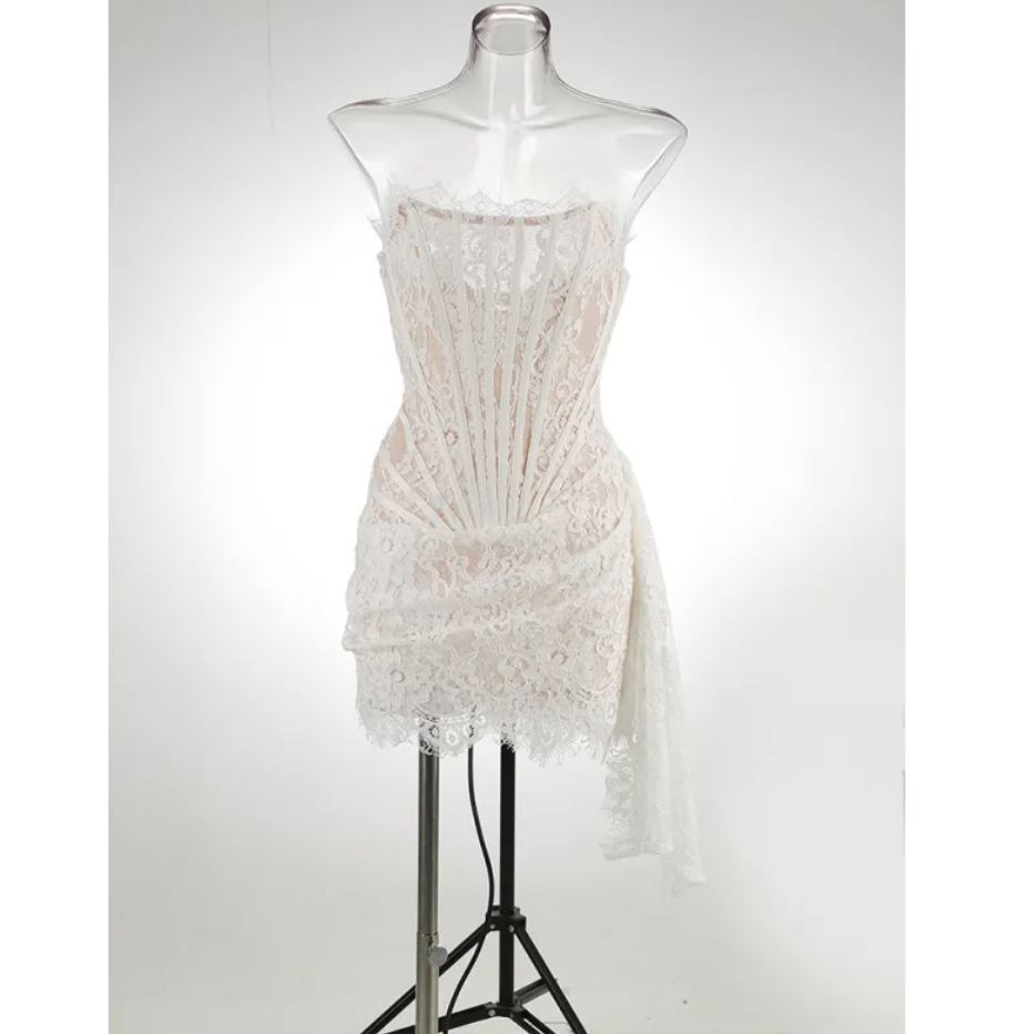 Lace See-through Tube Top Dress