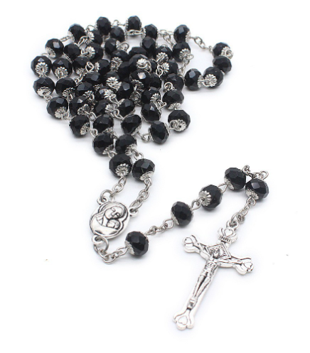 Beaded Crucifix Rosary Necklace