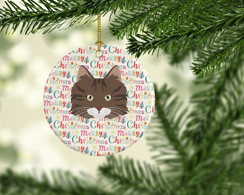 Norwegian Forest Cat Christmas Ceramic Ornament