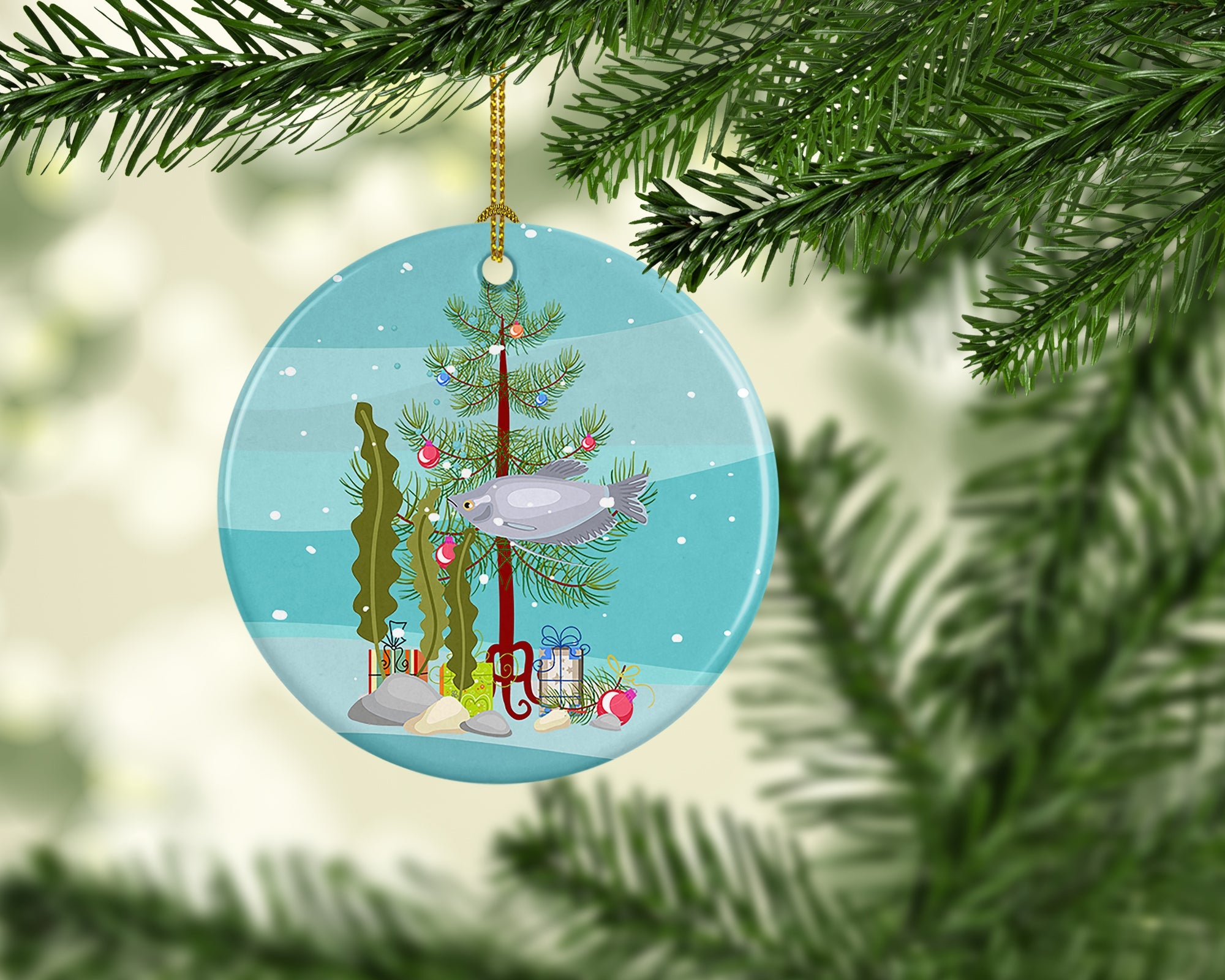 Moonlight Gourami Merry Christmas Ceramic Ornament
