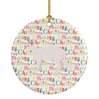 White Devon Rex Cat Christmas Ceramic Ornament