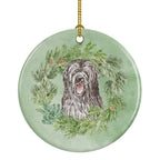 Briard Smiling Eyes Peeking Out Christmas Wreath Ceramic Ornament